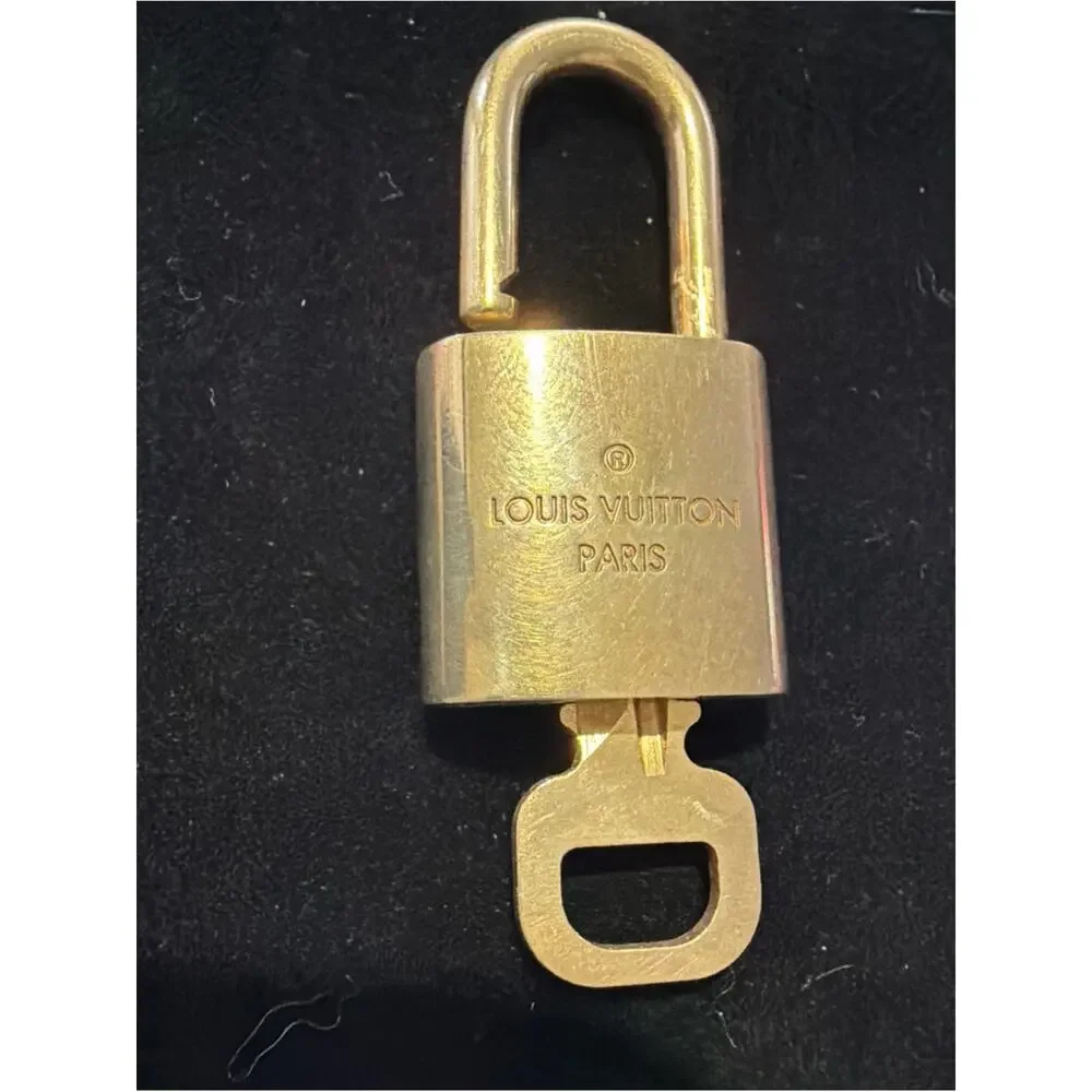Louis Vuitton Solid Brass Gold Tone Padlock with #454 Key